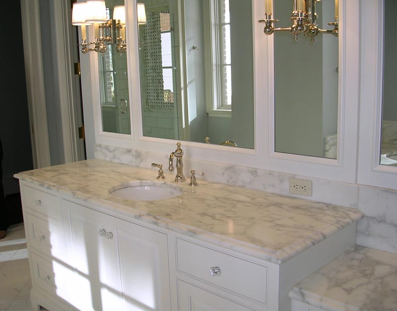 White Bathroom Vanity With Grey Marble Top