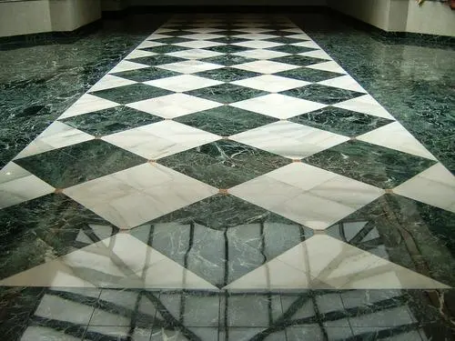 Green-and-white-marble-tiles