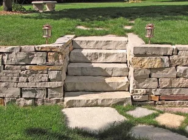 raising wall made of sandstone bricks