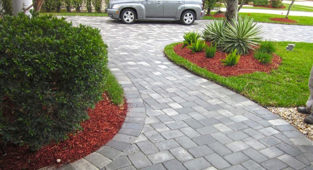 Slate paving driveway