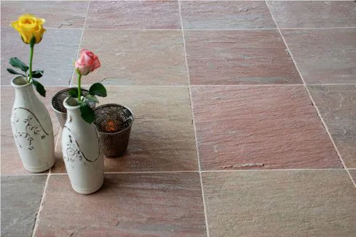 lime pink limestone tiles